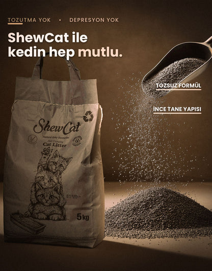 ShewCat Topaklanan, Tozsuz, Koku Hapseden Lavantalı Bentonit Kedi Kumu 5 KG